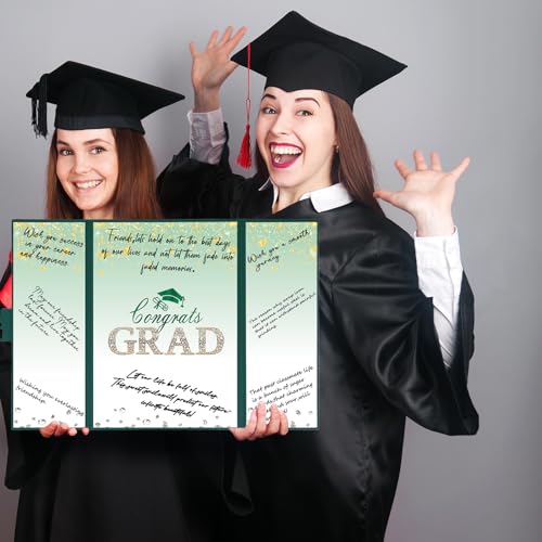 Image of Crenics Green and Gold Graduation Decorations Class of 2026, Creative Graduation Guest Sign in Book Alternative, Congrats Grad Signature Book 18 inch x 12 inch, Awesome Graduation Gift or Keepsake