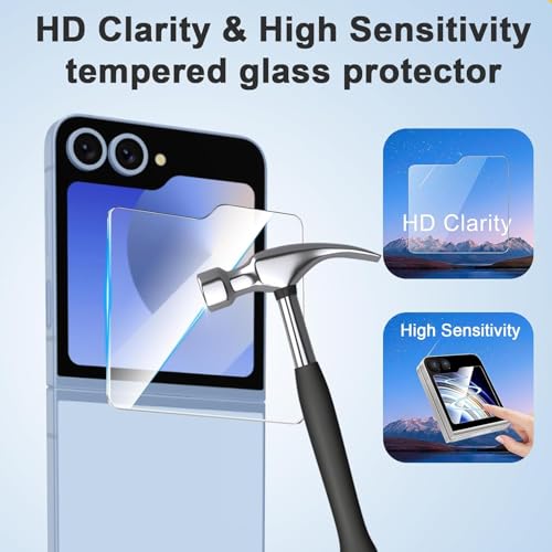 [3 + 3 + 2 Pack] for Samsung Galaxy Z flip 6 5G Screen Protector, 3 Pack Inner TPU Screen Protector + 3 Pack External Tempered Glass + 2 Pack Camera Lens Protector, Easy Install with Alignment Tool - Thumbnail 6