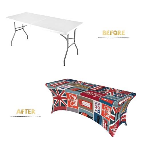 Nappe rectangulaire élastique motif Angleterre grande table - 4