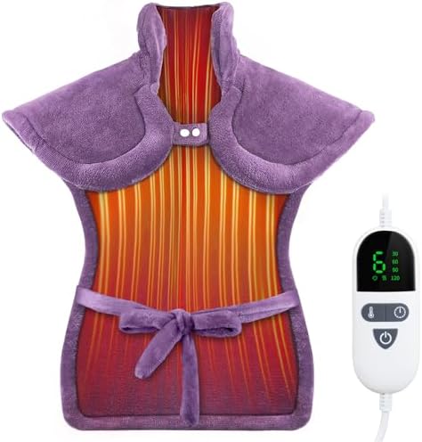 Heating Pad for Neck and Shoulders and Back, Pain Relief Electric Heating Pad Large Size 24”X33” with 4 Timers, 6 Heat Levels, Auto-Off, Birthday & Christmas Gifts for Women Mom Wife Grandma, Purple