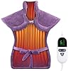 Almohadilla térmica para cuello, hombros y espalda, alivio del dolor, almohadilla térmica eléctrica de gran tamaño 24 x 33 pulgadas con 4 temporizadores, 6 niveles de calor, apagado automático