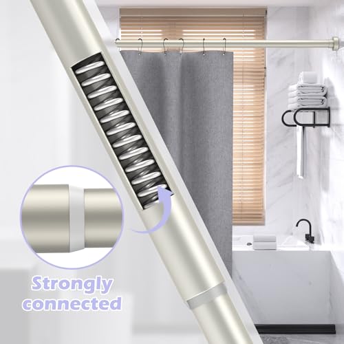 HTZON 2Pack Silver Shower Curtain Rod 34 to 43Inch:Small Spring Tension Shower Rod for Bathroom Kitchen Doorway,Heavy Duty Adjustable Tension Shower Curtain Rod No Drilling No-Slip Easy Install,Silver by HTZON - Image 7