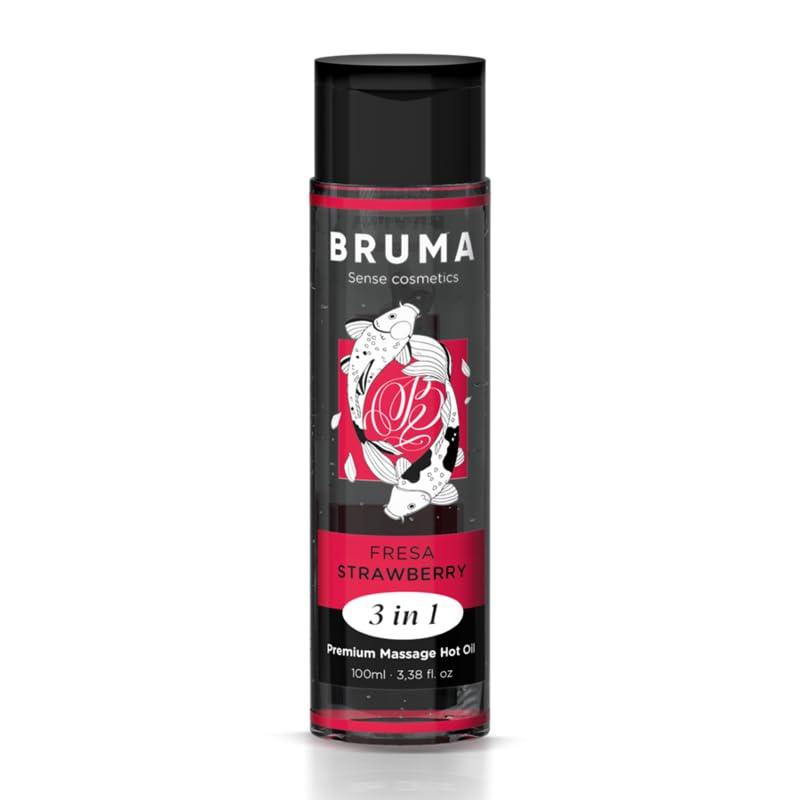 BRUMA - Aceite de masaje premium efecto calor sabor fresa, 3 en 1-100 ml -