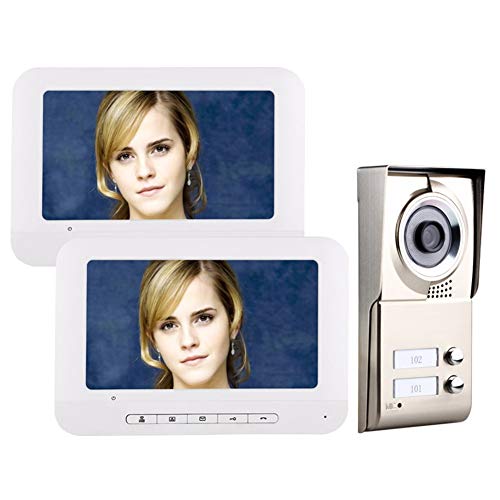 Video-Türklingel für zu Hause, 2 Apartments Video-Türsprechanlage, 2 Monitor 7 Zoll, IR-CUT HD 1000TVL wasserdichte Kamera mit Ruftaste