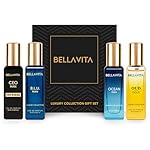 BellaVita Luxury Collection Eau De Parfum Gift Set (4x20ml) | Premium Unisex Perfume Set | Notes of Aqua, Musk, Amber and Bergamot | Includes OUD GOLD, OCEAN, B.L.U. & CEO Intense | Perfume Gift