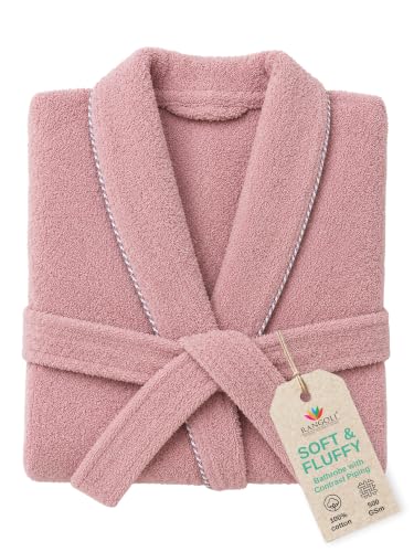 Image of RANGOLI Sunshine 100% Cotton Bathrobes For Women, 500 GSM Free Size Bath Robe With Rope,Ultra-soft, Lightweight & Highly Absorbent Luxurious Bath Gown /Bath Robe
