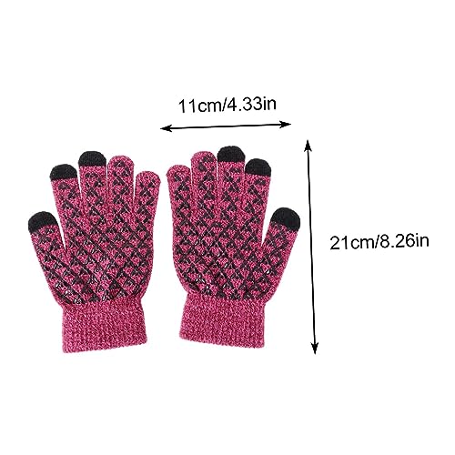 Winter Warm Knit Hat Windproof Cap Gloves Neck Scarf Comfortable Knitwear for Outdoor Activities Red2