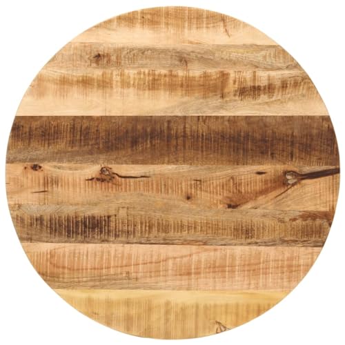 vidaXL Tischplatte, Holzplatte für Tisch Esstisch Couchtisch, Ersatztischplatte Rund, Massivholzplatte, Ø 70x3,8cm Raues Massives Mangoholz