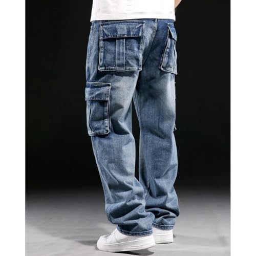 Baggy Cargo Pants Men Casual Loose Fit Hip Hop Jeans with Multi Pockets4
