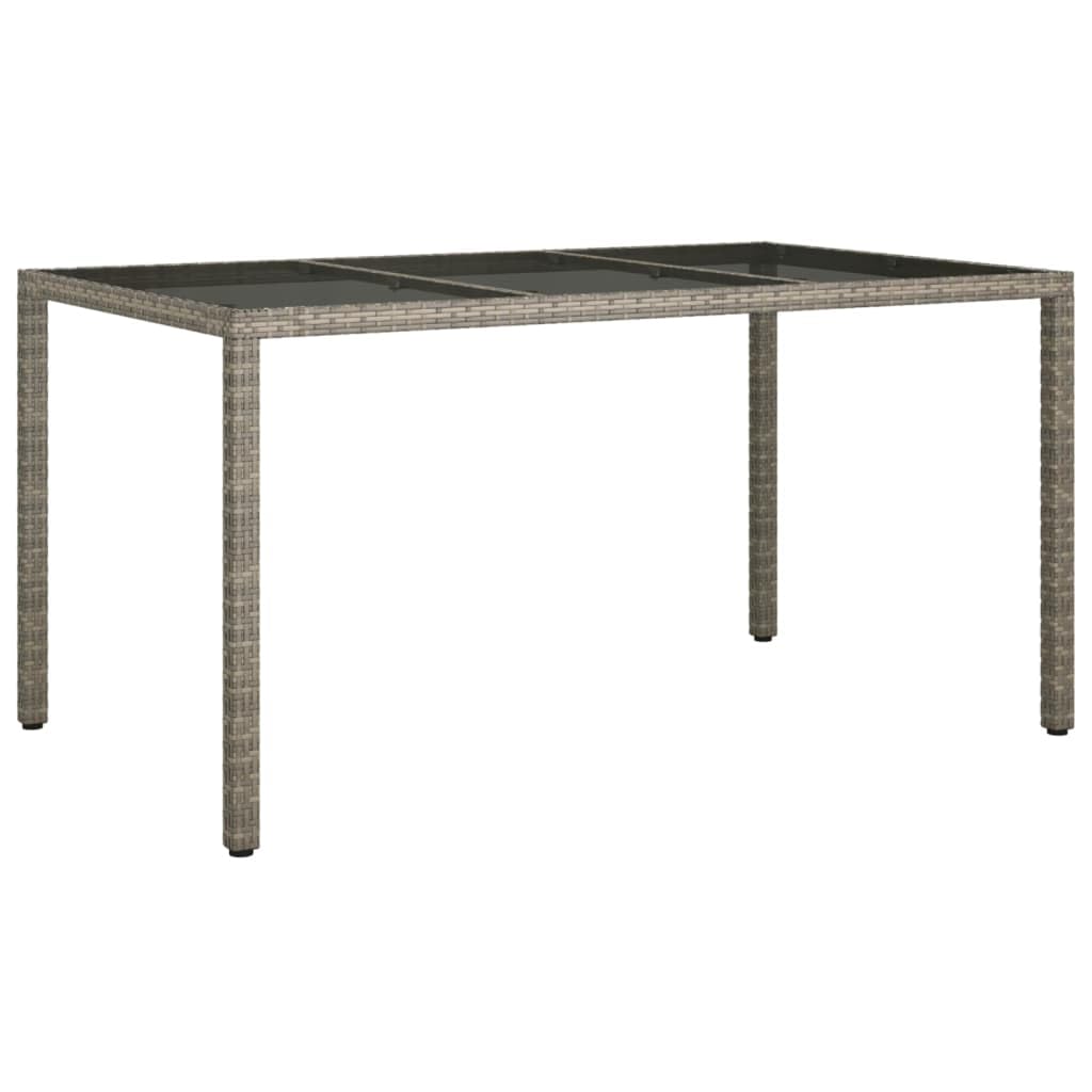 Myheimly Gartentisch Mit Glasplatte – 150x90x75 Cm, Poly Rattan & Stahl, Schwarz, Wetterfest Für Terrasse & Garten