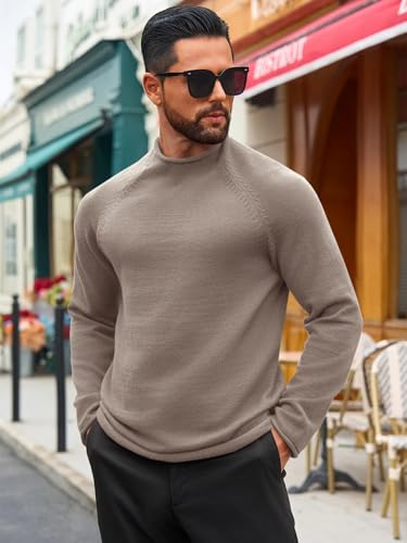 Runcati Mens Turtleneck Sweater Casual Knitted Pullover Raglan Sleeve Fall Winter Thermal Sweaters2