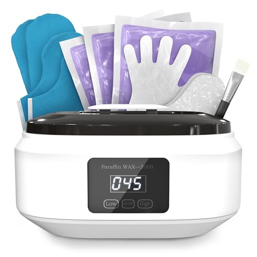 Máquina de cera de parafina para manos y pies, baño de parafina de 3400 ml con calentamiento rápido, temperatura ajustable, 2 modos de calor, kit de cera y accesorios, spa relajante en casa y piel