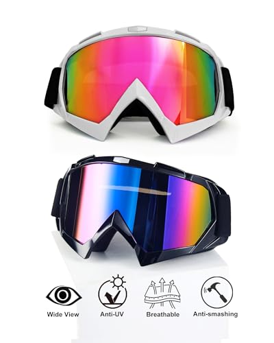 Image of 2Pcs Dirt Bike Goggles Motocross Motorcycle ATV Riding Dustproof Windproof Off Road Racing MX Four Wheeler Goggles