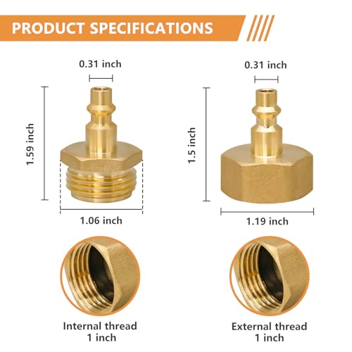 Image of RV Winterizing Kit, 3 /4 GHT Blowout Adapter Set with Quick Connect | For Air Compressor /Camper Water Line /Garden Hose, Solid Brass, Precision Thread, Quick And Easy Connections,2 Male + 2 Female