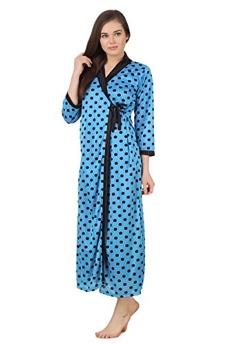 Image of Fasense Women Satin Polka Printed Full Length wrap Gown DP165