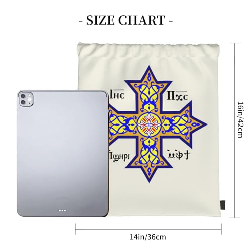 Rqwaaed Coptic Orthodox Cross Versatile Drawstring Gym Bag Perfect Workouts Daily Essentials4