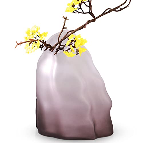 Light Luxury Gradient Color Transparent Glass Vases Thick Craftsmanship Home Decor Living Room Centerpiece & Home Office Vase (Gradient Brown) #TOP17