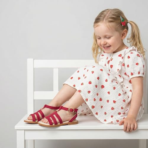 Image of Girls Gladiator Sandals with Adjustable Buckle Comfy Ankle Strappy Flat Shoes