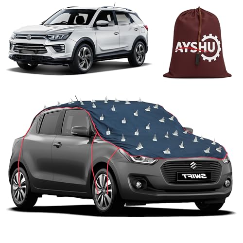 Image of AYSHU Water-Resistant Spike Car Cover for SsangYong Korando - Protects from Dogs, Monkeys, Dust, Sunlight & UV - Full Roof Universal Fit