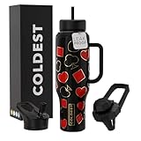 Coldest Tumbler with Handle and Straw - 100% Leak Proof Insulated Tumbler with Lid and Straw (3 Lids) - Stainless Steel Tumblers for Women & Men - Cup Holder Friendly Base, 46 oz (All In)