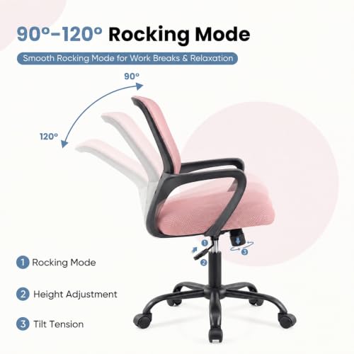 Image of DUMOS Ergonomic Office Chair, Home Office Desk Chairs, 1 Pack, Pink