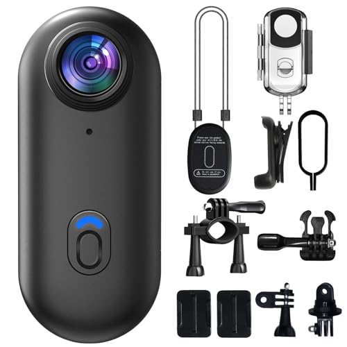 4K Mini Body Camera, 64GB Action Snap Cam, POV Snapcam, Thumb Size Hands Free Recording Body Worn Wearable Camera, Premium Portable Camcorder Mount Anywhere for Work, Travel, Pet Walks (Black)