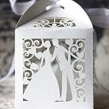 Zorpia® 50PCS Laser Cut Bridegroom and bride Wedding Box in Pearlescent Paper box,party show candy b