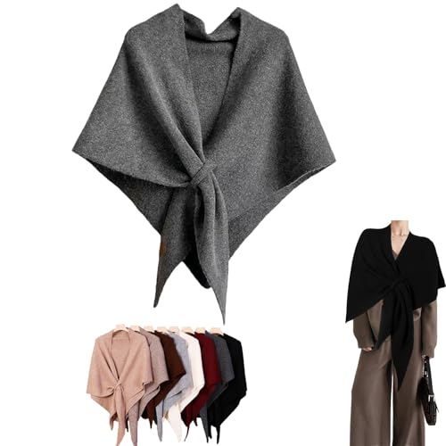 Gogodusk Women's Solid Color Shawl for All Seasons - Knit Wraps Triangle Scarf for Travel,Wool Blend Warm Windproof Scarf