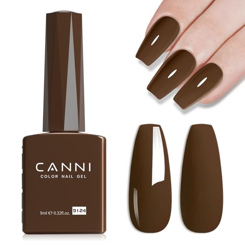 Image of CANNI 9ml Dark Brown Gel Nail Polish, High Gloss UV LED Soak Off Gel
