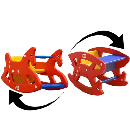 Image of Amazon Brand - Jam & Honey Roxy 2-in-1 Convertible Rocking Horse & Study Table | Kids Ride-On Toy with Ergonomic Design, Durable Plastic, BIS Certified | Indoor & Outdoor Play | 2-6 Years