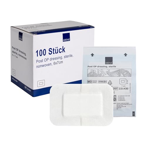 ABENA Wundpflaster steril 7x6 cm 100 Stück Sensitives Pflaster hautfreundlich & atmungsaktiv einzeln verpackt Schutzpflaster für Schnittwunden und Kratzer für Zuhause & Klinik