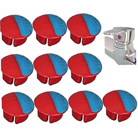 Ppmter Hot/cold Indicator for Faucets, 10 Pcs Universal Hot and Cold Signs Buttons for Kitchen Bathroom Sinks Faucets Cover