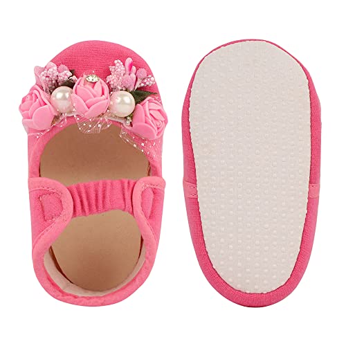 Image of Hopscotch Baby Girls Cotton Cute Booties in Pink Color