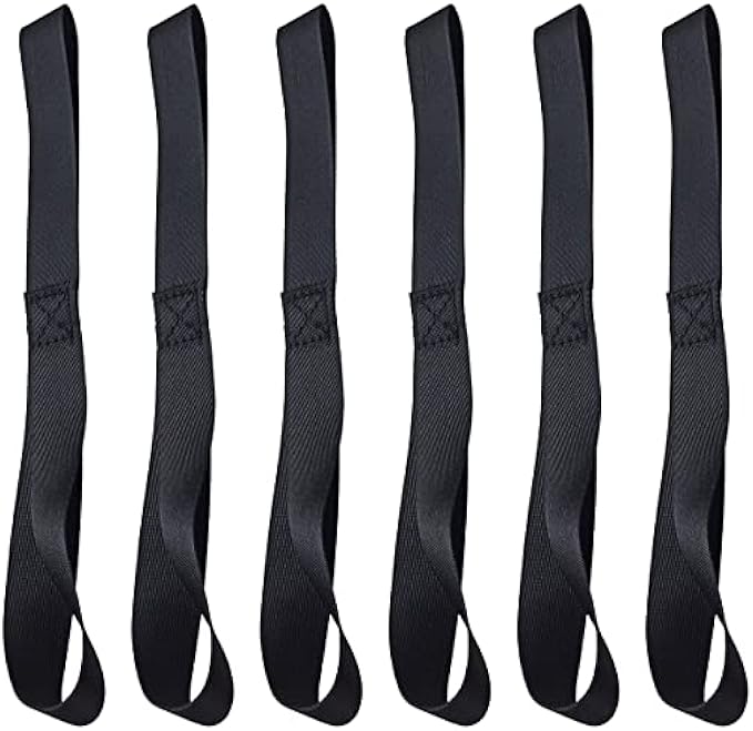 Black Soft Loop Tie Down Straps (6 Pack) 4500Lbs Breaking Strength and 1500Lbs Load Capacity, 12 * 1in Heavy Duty Tie Down Loops for Securing ATV UTV Motorcycles Scooters Dirt Bikes Lawn Equipment