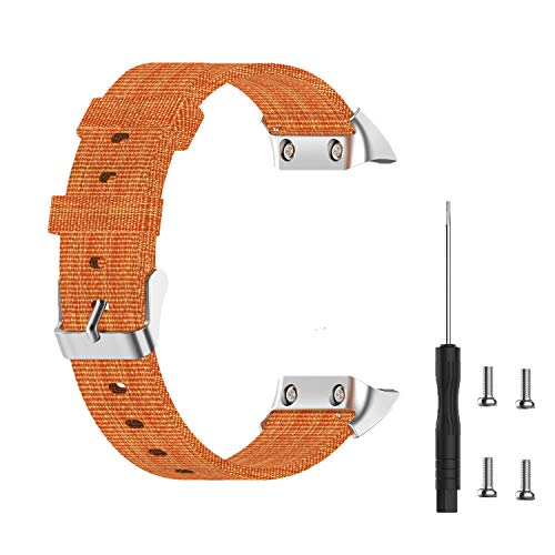 Huwokxix Replacement Strap for Garmin Forerunner 30/Forerunner 35,Nylon Fabric Watchband (Orange)