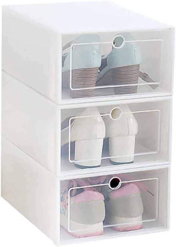Stackable Shoe Storage,Multifunction Unisex Transparent Shoes Storage Box with Cover 34x24x13cm