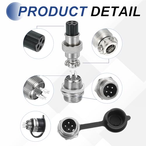 Conector Aviación GX12 Metal 4 Pin Pack 5 miniatura 3