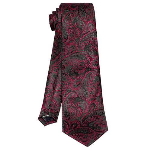 Image of 5PCS Tie and Pocket Square for Men, Silk Necktie and Handkerchief Cufflinks with Gold Ring and Lapel Pin Set