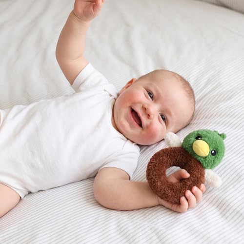 Image of Karenhi Mallard Duck Green Stuffed Animal Little Stuffed Animal Praying Baptism Soft Plush Snuggle God's Toy Embroidered Religious Gifts for Boys Girl Baby Shower Mom Barnyard Nursery Decor Doll Toy