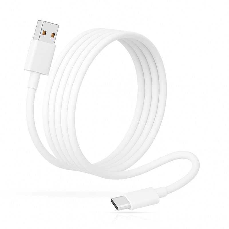 Image of XYKOS Realme Original 65W SuperVOOC SuperDart USB Type C Fast Charging Cable, Compatible with Realme 12 Pro Plus /11 Pro Plus /Narzo 70 Turbo, Support 33W Dart Also Quick Charge, Data Sync Cord, White