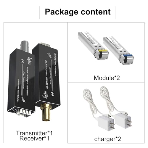 Image of HD-SDI to Fiber Converter Kit, Uncompressed 1080P Video Extender for Security Camera CCTV up to 12.4 Miles, with SFP Module Compatibility & Type-C Power, Single-Mode SMF, a Pair