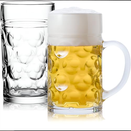 Image of Melbify Beer Mug | 600 ML |Set of 6 | Large BeerMug with Handle | Classic Beer Glasses | Premium | Heavy |Perfect for Beer, Cider,Cocktails,Mocktails | Suitable for Bar,Restuarants,Pub