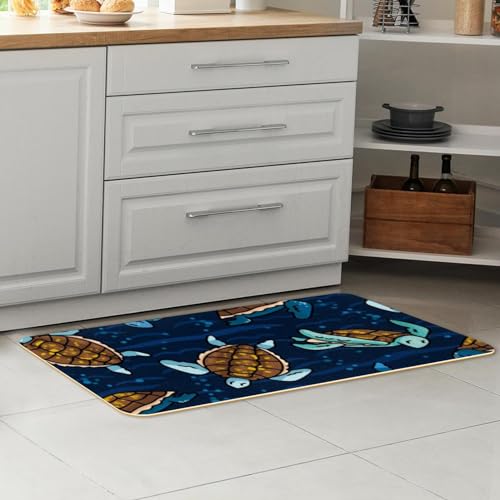 Tapete de cocina de 2 piezas VAPOKF con tortugas marinas alfombra antideslizante lavable para hogar 7