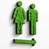 MOOSWERK WC Türschild Set mit Pfeil | Selbstklebendes Toilettenschild für Gäste-WC, Badezimmer & barrierefreie Toiletten | Natürliches Moosbild Deko-Schild für Tür oder Wand Schwarz