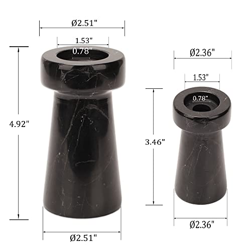 Worhe Candle Holders True Natural Travertine Stone Dia. 2.5" Set Of 2 Premium Marble Candlestick Holder For Wedding Dinning Party, Candle Stand For Dia. 3/4" Candles Color White (Ch6460Bk) #TOP5