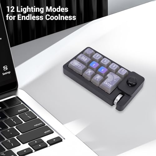 Clavier mécanique macro programmable 12 touches RVB sans fil 2.4G - 3