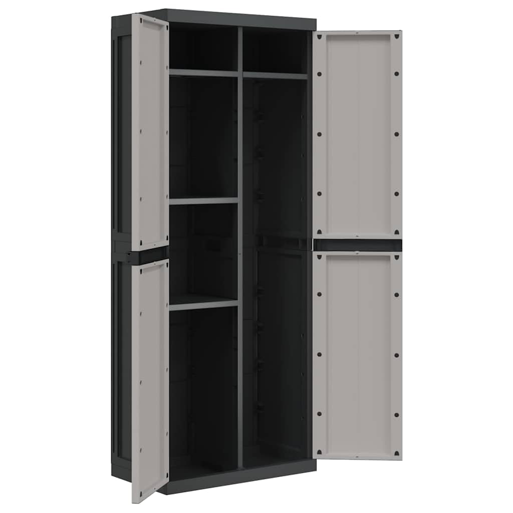Armadio da Esterno Grigio e Nero 65x37x165 cm in PP Grigio,364200