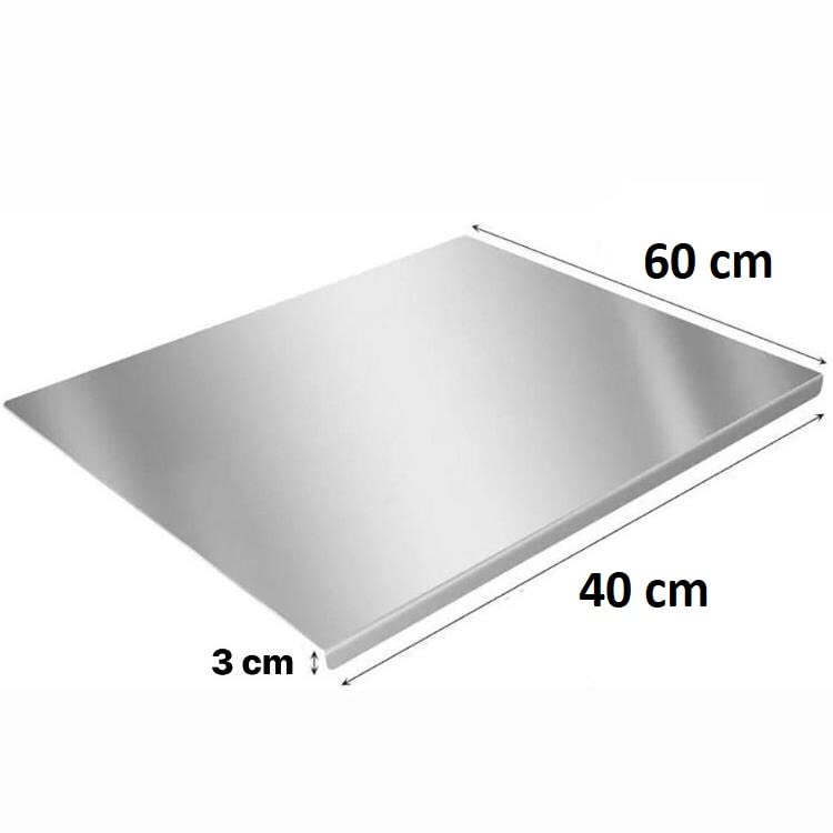 Spianatoia In Acciaio Inox Ceciluì - 75x57.3 Cm, Con Bordo 2 Cm E Tappetino Antiscivolo, Per Impastare E Tagliare