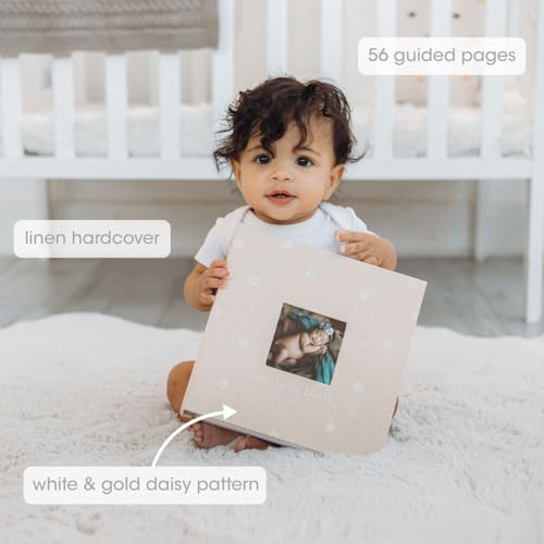 Image of Pearhead Daisy Print First 5 Years Baby Memory Book, 4x6 Photo Insert | 56 Guided Pages, Baby Milestone Journal Book, Photo Insert Cover, Flower Print