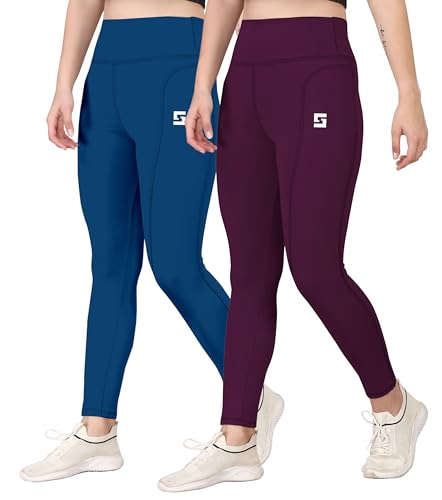 Image of Poojaran Workout Tight /Pants /Legging with Side Pocket, Stretchy Tights and a high Waist for Women and Girls' use in The Gym,Yoga,Running,Cycling